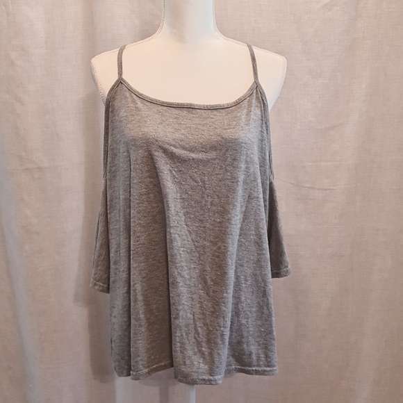 OH concept L/XL grey top, off shoulder sleeves, Good Used Condition, soft casual - Picture 1 of 5